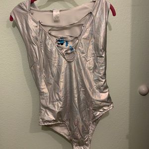 Iheartraves Hooded Lace Up Bodysuit -Opal Odessy